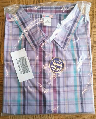 American Sweetheart 2X Women's Shirt Plaid Multicolored Button Up 29''L x 26'' W  