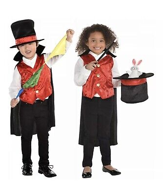Magician Kit Magic Costume 6 Piece Bunny Hat Child Unisex Boys Girls Small 4-6