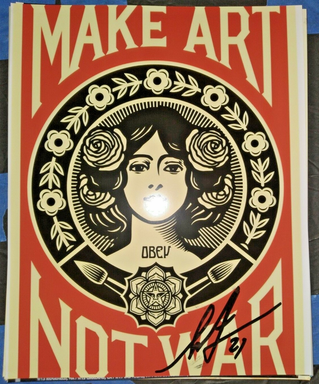 額装品/Art Not War 2005年/ポスター obey シェパード フェアリー ポスター (OBEY) - サイン入り - Make