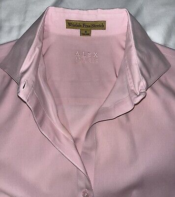 Alex Marie Women's Size 4 Wrinkle Free Stretch Pink Long Sleeve Button Down