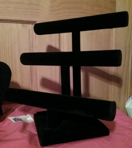 Black Velvet Triple Tier Jewelry Bracelet Organizer Display Stand  Heavy-duty