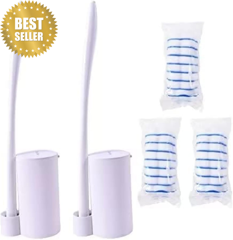 Disposable Toilet Brush Holder Set Toilet Wand (Pack of 2) Toilet Cleaner Scrubb