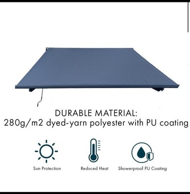 Retractable Electric Awning Sun Shade Canopy Shelter LED Lights 3x2.5m Grey/Beig