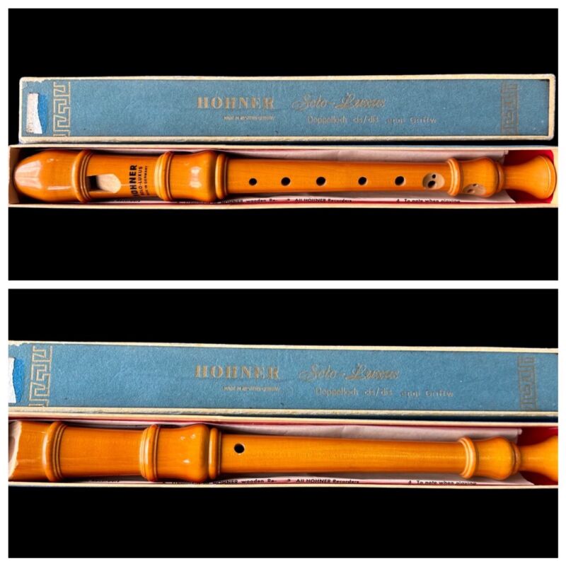 Vintage Hohner Solo Luxus Wooden Recorder Flute Made In Germany - Extras!