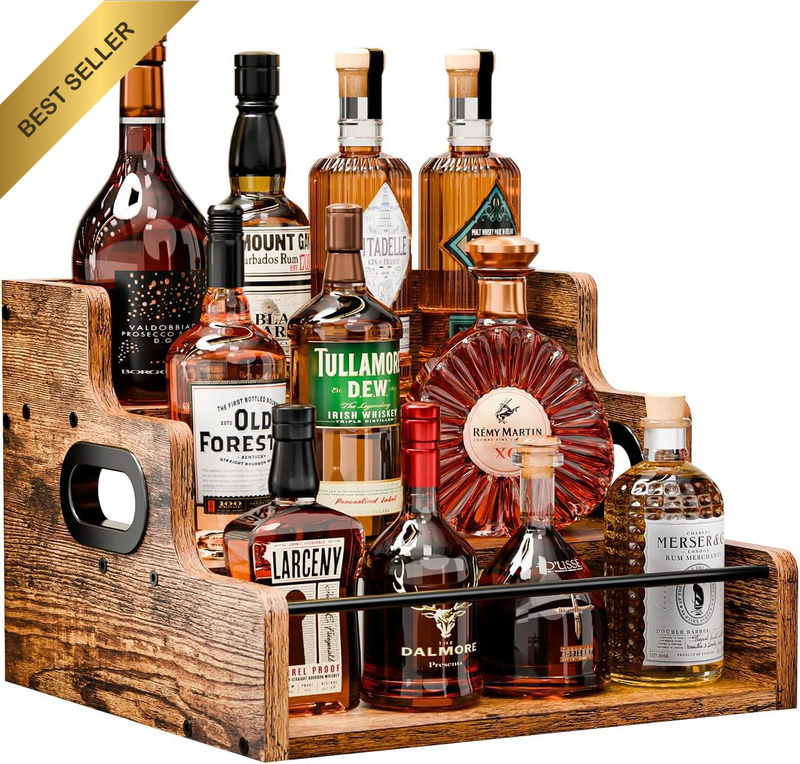 Liquor Bottle Display Shelf, 3 Step Countertop Wine Rack, Coffee Syrup Rack Orga