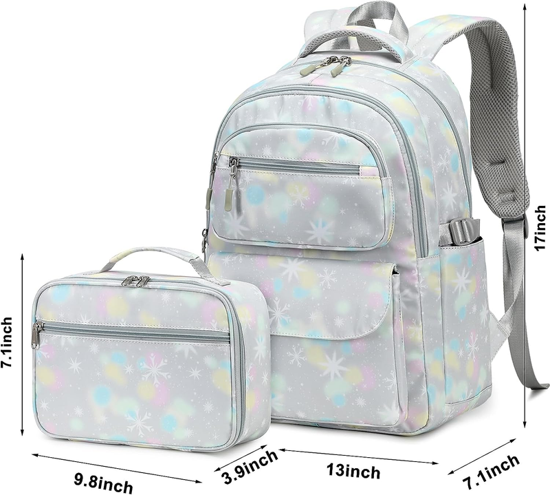 Girls' Backpack & Lunch Box for Elementary to Middle School