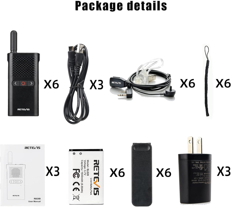 RB28B Small Walkie Talkies for Adults,Two Way Radio with Earpiece,Vox Handsfree,