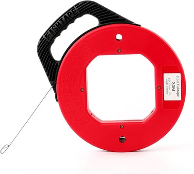 100 Ft Fish Tape Wire Puller Red Electrician Reel Pull Wires Cable Hand Pulle...