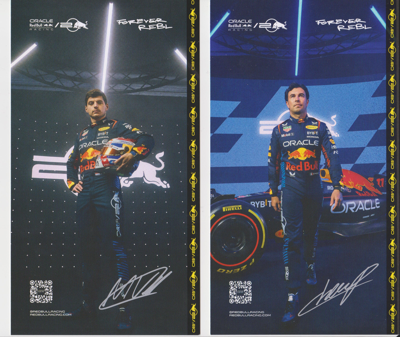 NEW! 2024 F1 2x Cards Postcard Max Verstappen Sergio Perez