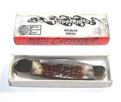 Copperhead Knife Duel Blade Surgical Steel 332R Bone Handle By United Japan
