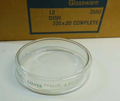 Corning 100x20mm Pyrex Glass Petri Dish, PN 3160; NEW