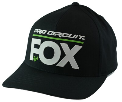 FOX Pro Circuit Logo Men s Moto Racing L/XL Flex Fit Black Hat