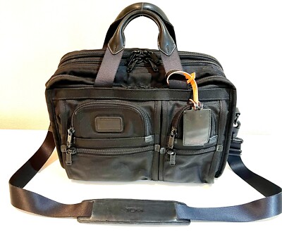 Tumi Alpha 26141DH Black Expandable Laptop Briefcase Bag - TSA Compliant 