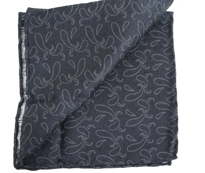 $80 New ITALO FERRETTI Texture Black w White Paisley Silk Pocket Square 13''