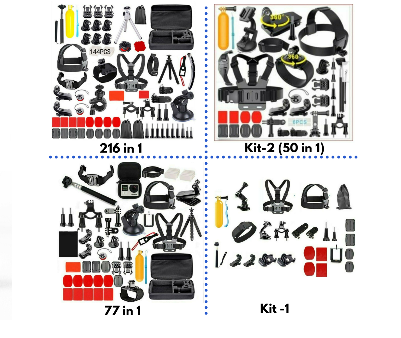 Accessories Kit for Gopro Hero 9 8 7 6 Session Black Tripod for Action Camera 