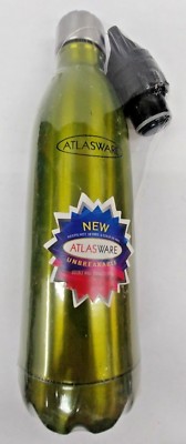 Atlasware 500ml / 16 oz Unbreakable Double Wall Stainless Steel Flask w/ Stopper