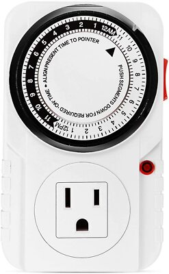 iPower 24 Hour Plug-in Mechanical Electric Outlet Timers Switch Programmable