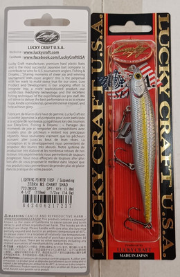 (LOT OF 2) LUCKY CRAFT LIGHTNING POINTER 110SP 1/2OZ ZEBRA MS CHART SHAD J7244