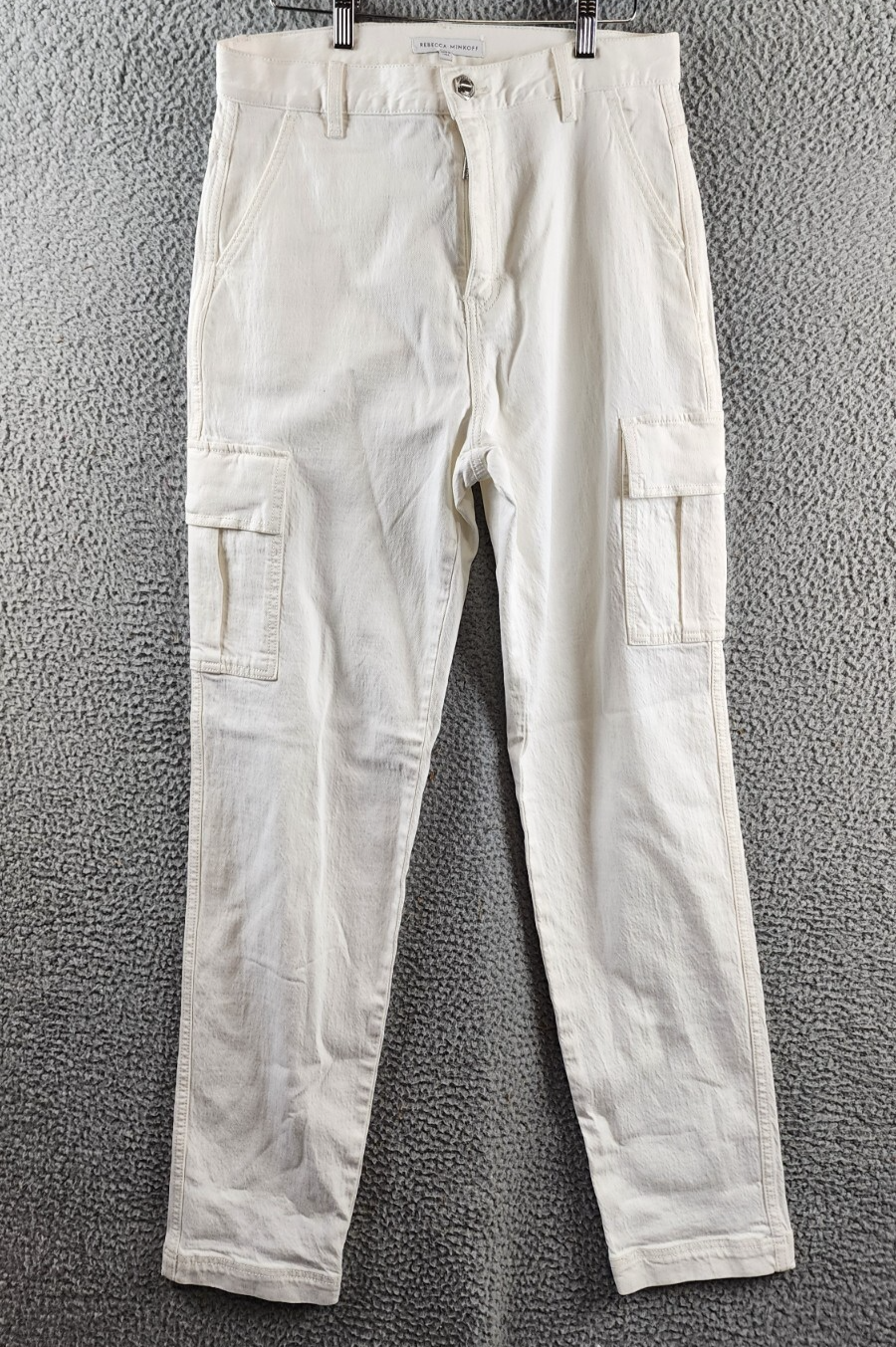 Rebecca Minkoff Cargo Pants Women's 27 Alabaster High Rise Zip/Button Closure - Picture 1 of 16