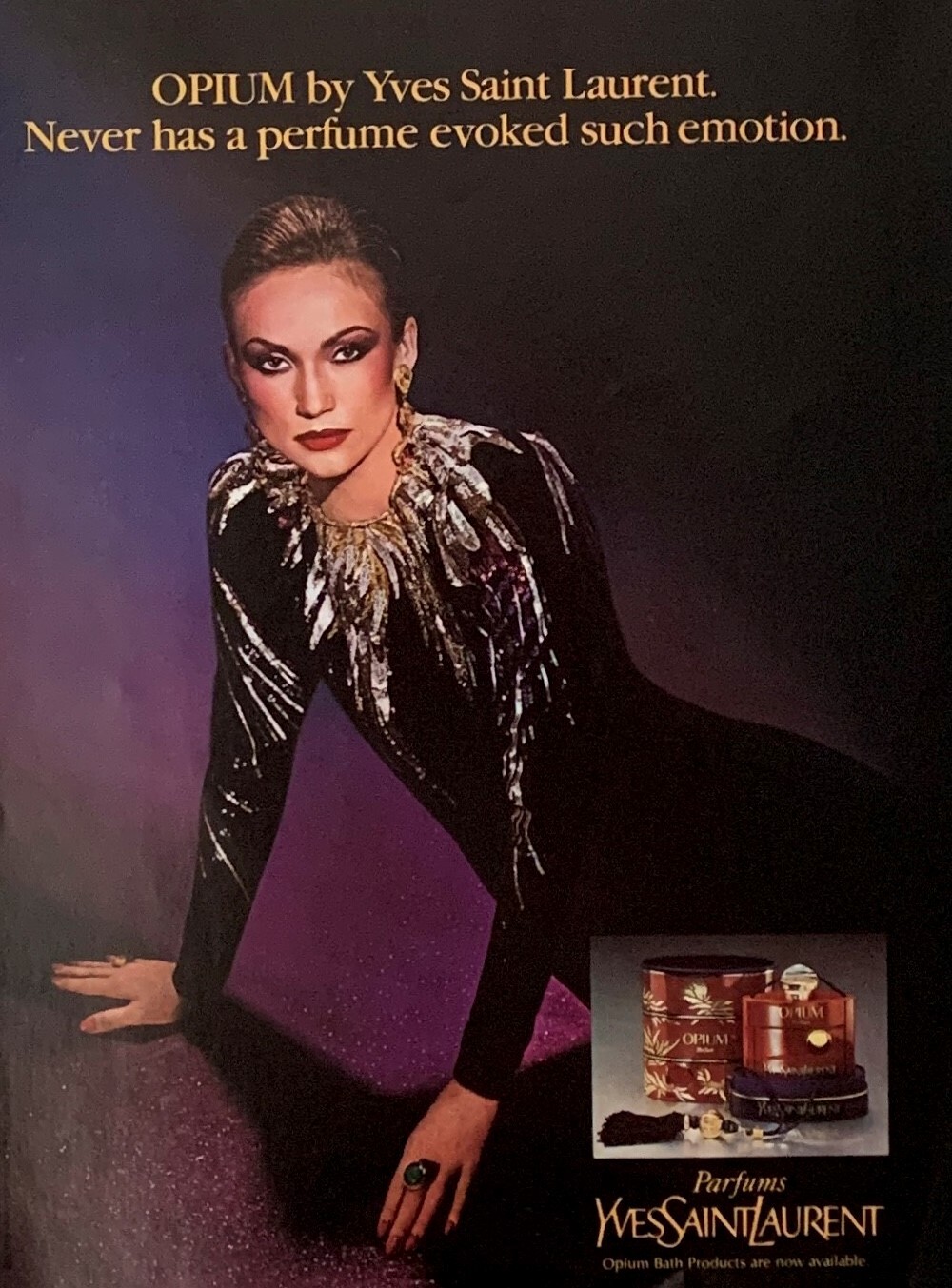 1980 YSL OPIUM Perfume by Yves Saint Laurent Magazine PRINT AD