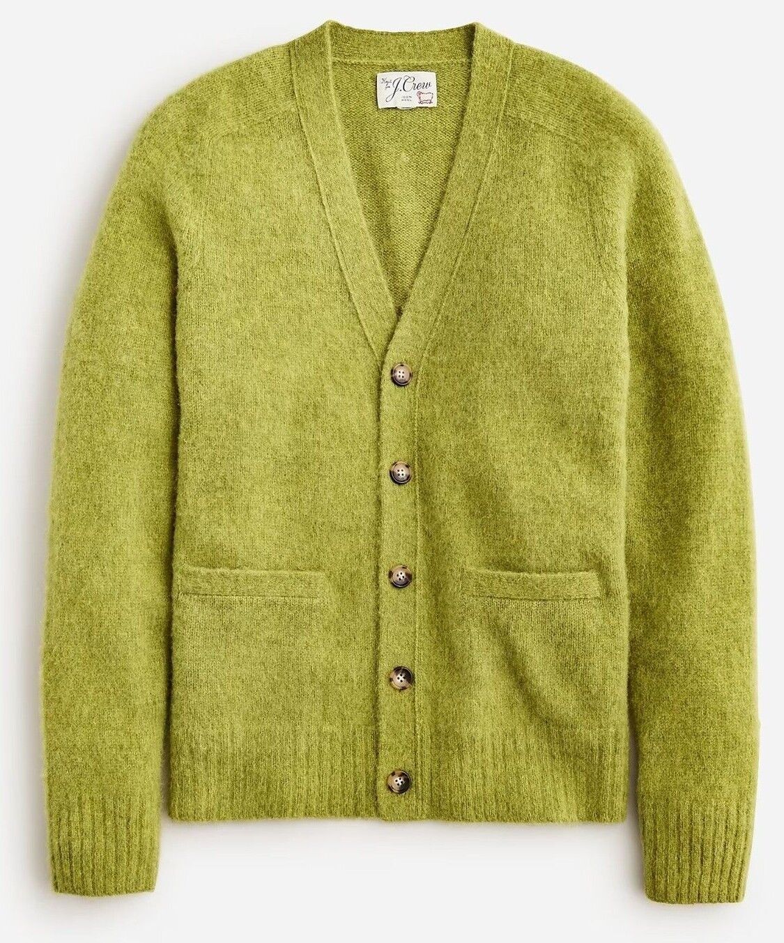 J. CREW Men's Brushed Wool V-Neck Cardigan Sweater Green J. CREW Men's Brushed Wool V-Neck Cardigan Sweater Green