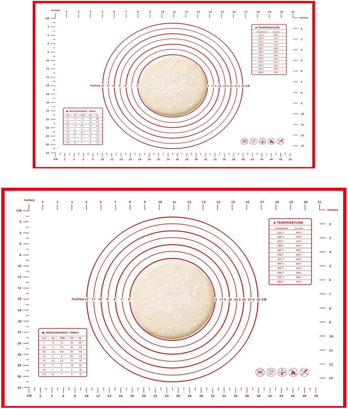 2 Pack Silicone Pastry Mat and Baking Mat Extra Thick Non Stick, Non Slip Pastry