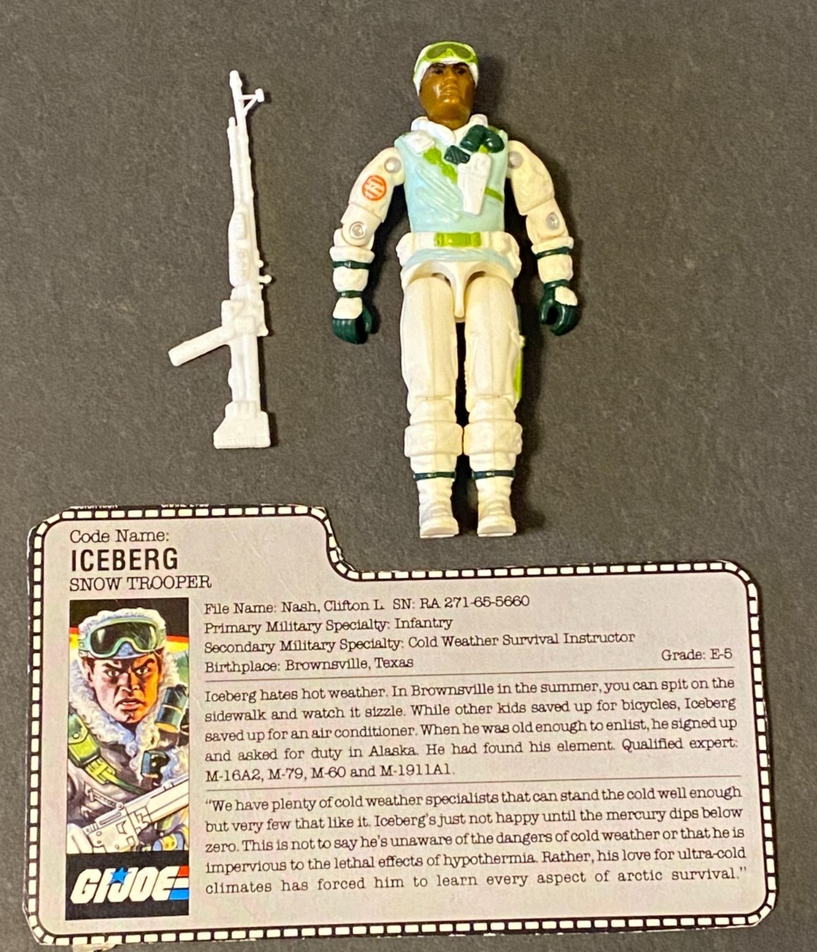 VINTAGE 1980'S G.I. JOE ICEBERG 100% COMPLETE WITH FILE CARD