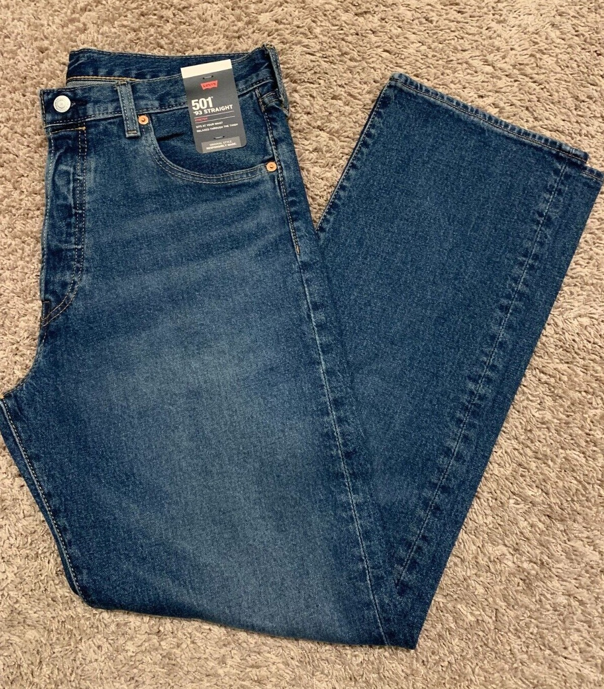 Levi's Premium 501 '93 Straight Jeans Blue W\ Stretch Men's Sizes NWT RT$98 0042