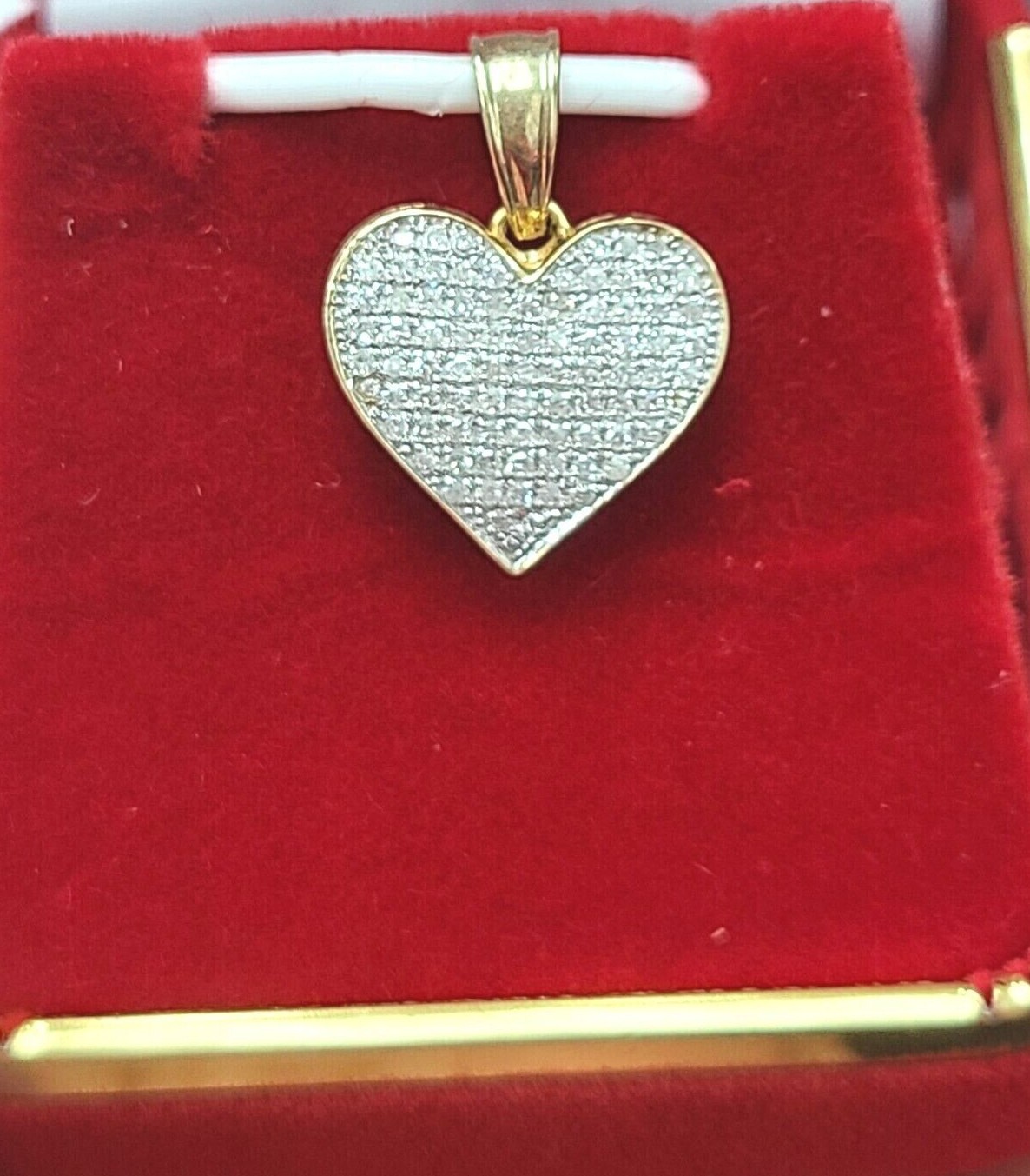 Pre-owned Handmade Deal 0.25ct Genuine Natural Round Diamond Heart Pendant Charm 10k Gold 20mm In I