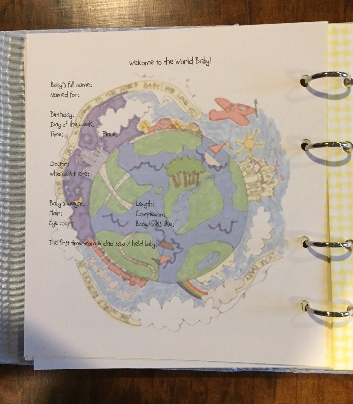 Beautiful Blue Moire Satin Keepsake Baby Book 88 pgs