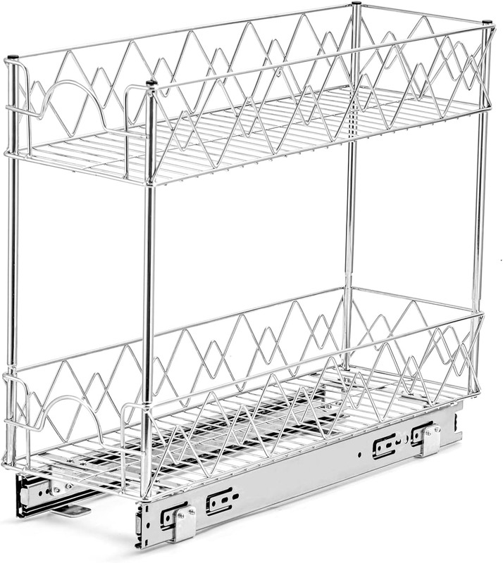 Pull Out Cabinet Organizer 7" W X 21" D, Narrow Kitchen Cabinet Drawer Slide Out