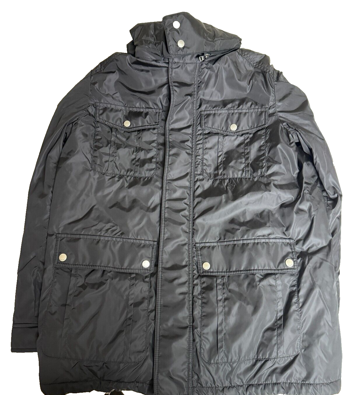 Pre-owned Gucci Authentic Men's Uniform  Black Polyamide Shell Hooded Jacket - Size: 48