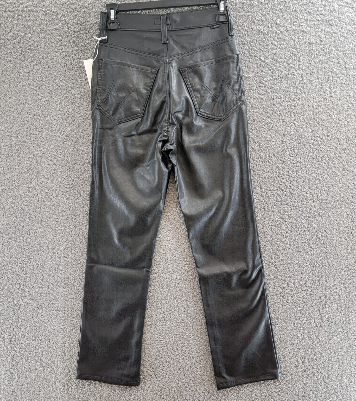 Mother High Rise Rider Faux Leather Jeans Women's 26 Black Zip/Button Closure - Picture 12 of 19