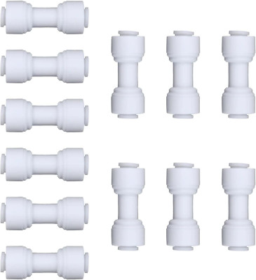 12Pcs White Plastic Union Connector (1/4-In OD X 1/4-In OD, Push-To-Connect 