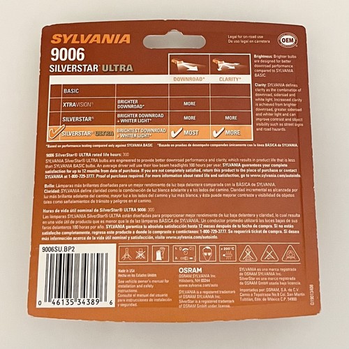 Sylvania 9006 SilverStar ULTRA High Performance Headlight Pair Set 2 Bulbs