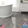 ZRJT 20-Pack 20 Sq.Ft Peel and Stick Floor Tiles Vinyl Polish Pattern Flooring, 12” x 12” Self Adhesive Vinyl Flooring DIY for Kitchen, Bathroom, Laundry, Polish Dark Grey Marble