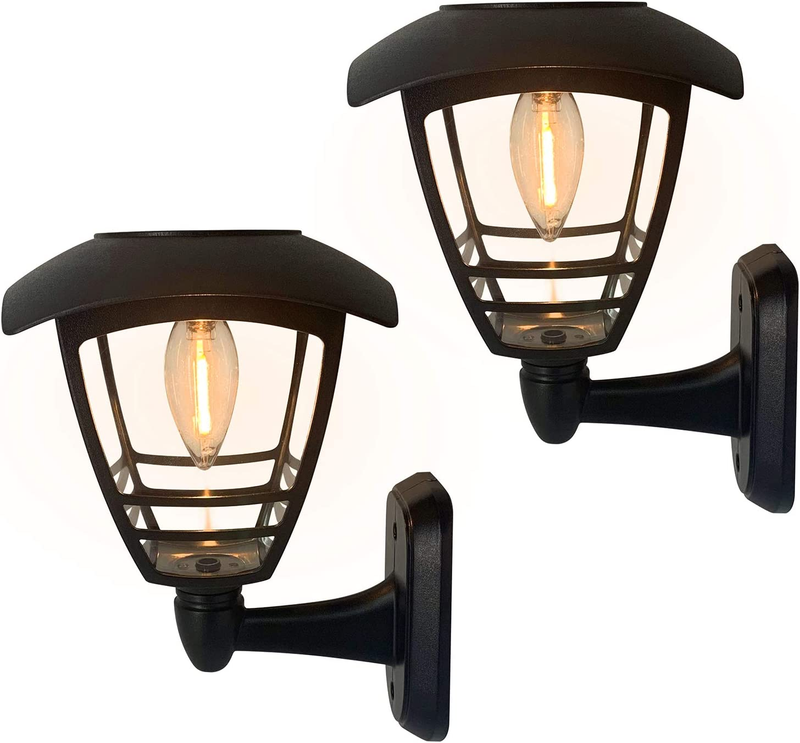 Solar Wall Lantern Lights Outdoor Waterproof Front Porch Garage Garden 2 Pack