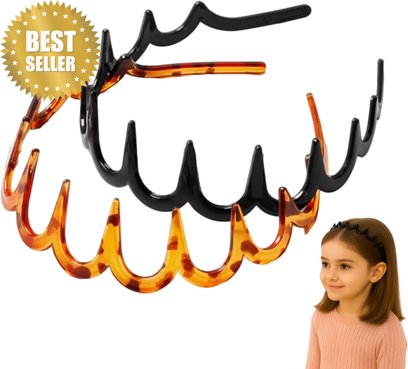 2 PCS Zigzag Toothed Hair Hoops Toothed Headband, Non-Slip Wavy Tooth Comb Headb