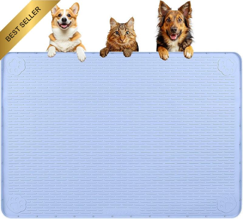 Dog Food Mat, Extra Large 101 X 71Cm Silicone Pet Feeding Mat with Raised Edge P
