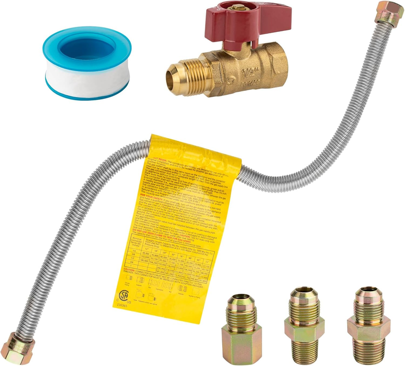 22'' One-Stop Universal Gas-Appliance Hook-Up Kit with a Shut-Off Valve Compatib