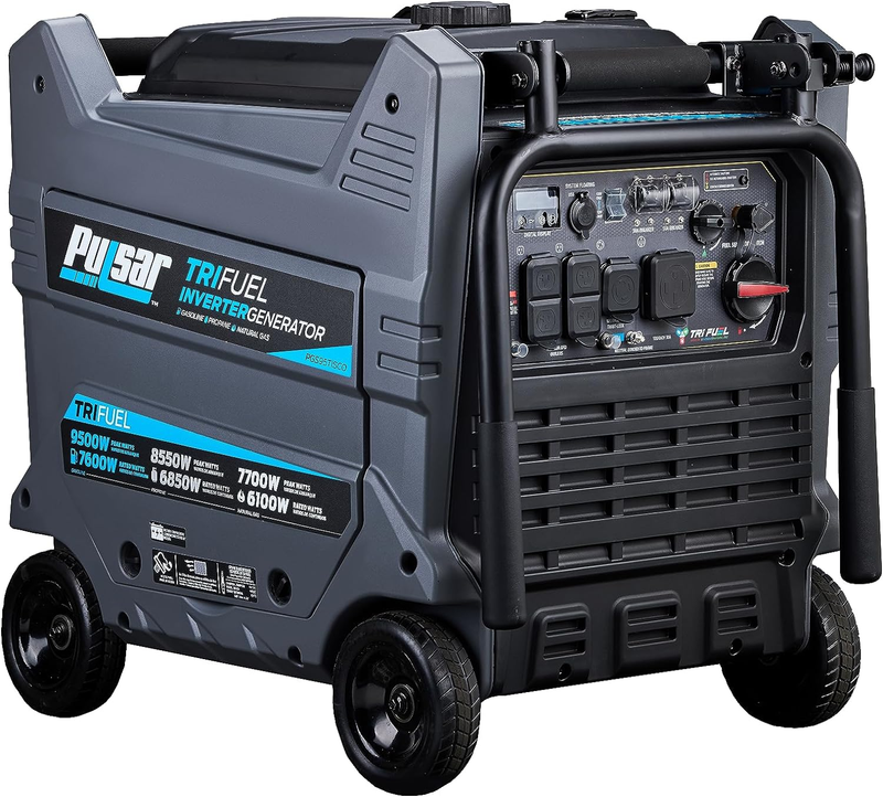 Pulsar 9500-W Quiet Portable TRI Fuel Inverter Generator Remote