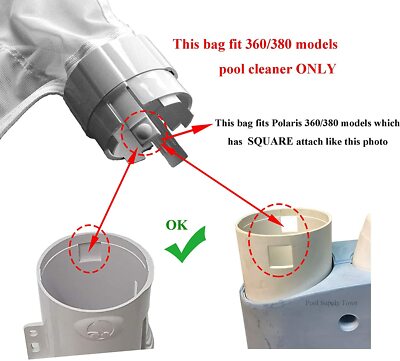 2 PK 360/380 Pool Cleaner Leaf Bag 9-100-1012 For Polaris 360, 380 Pool Cleaners