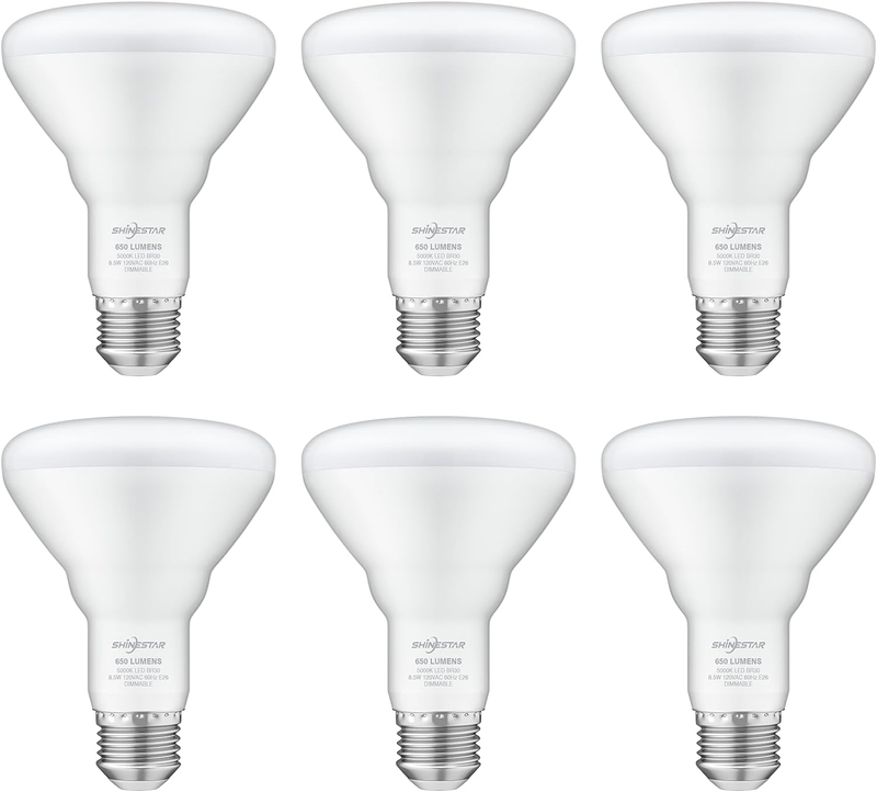6-Pack BR30 LED Bulb 65W Equivalent, Recessed Light Bulbs, 5
