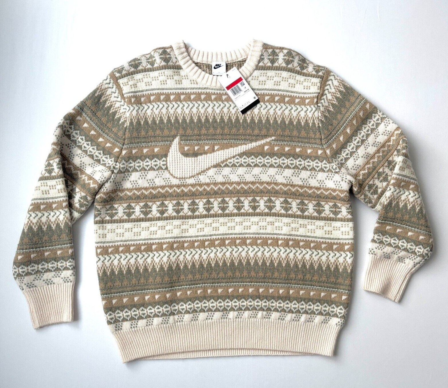 Nike Life Mens Fair Isle Swoosh Sweater Size Large NWT Wool