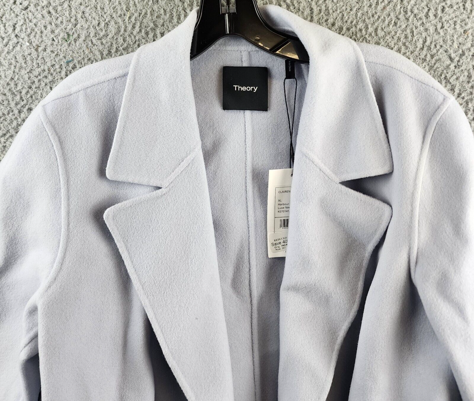 Theory Clairene Wool Cashmere Blend Coat Women's XL Harbour Melange Open Front - Picture 3 of 16