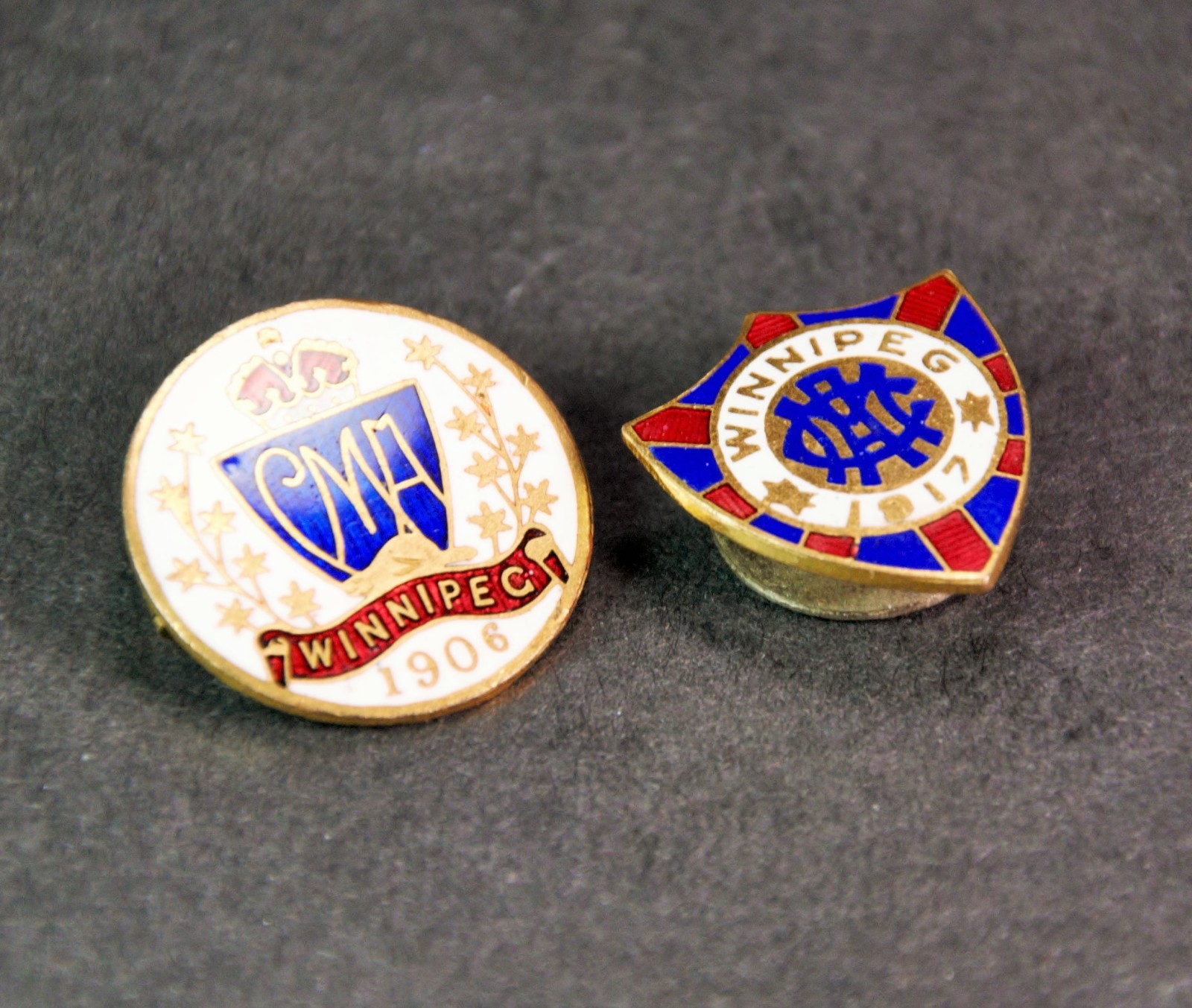 2X Antique Canadian Medical Association Convention Pins - Winnipeg, 1906 & 1917