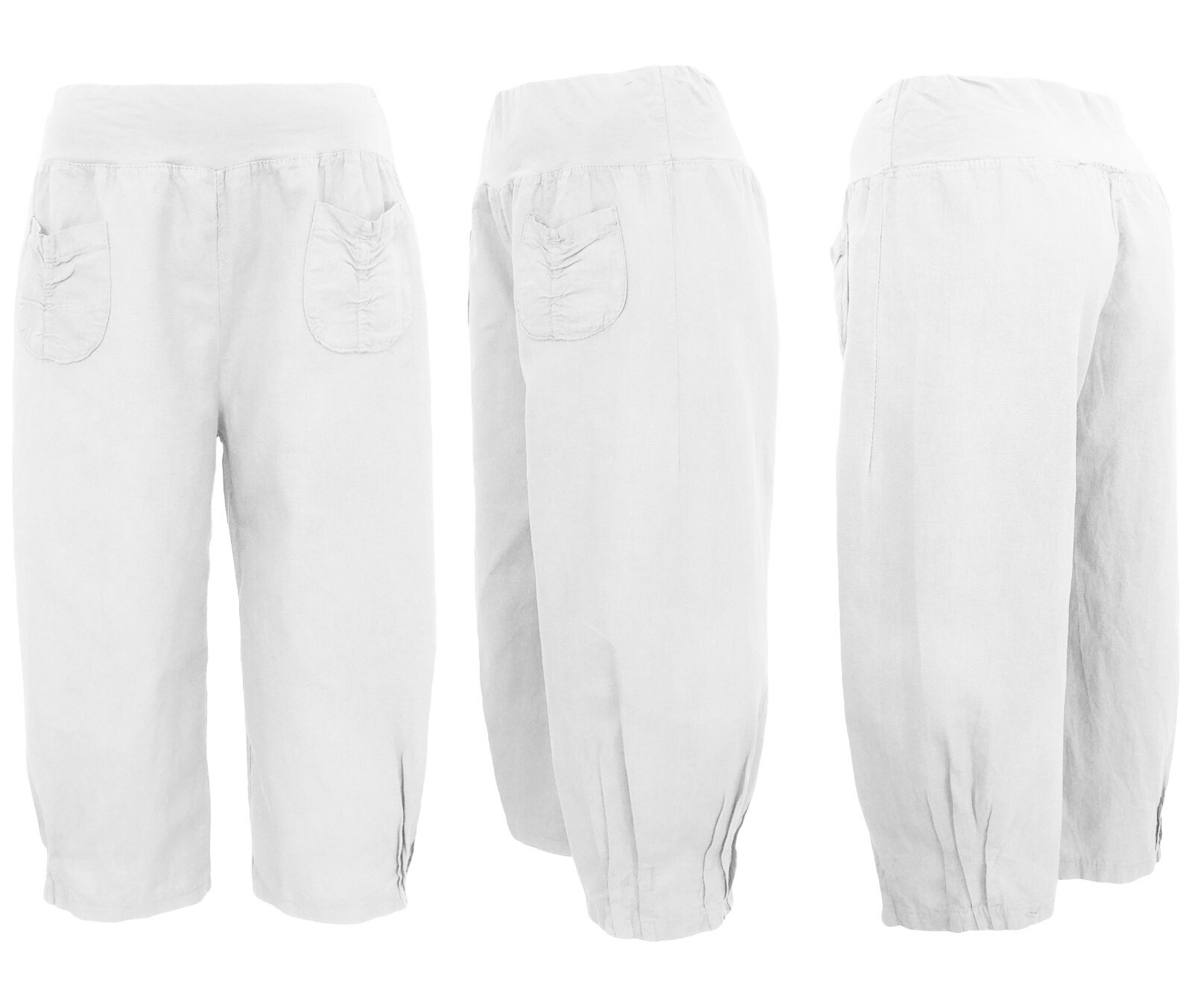 Damenmode 3 4 Shorts 100 Leinen Gummibund Caprihose Luftige Sommerhose Kurz Damen Kleidung Accessoires Pvcplus Co Nz