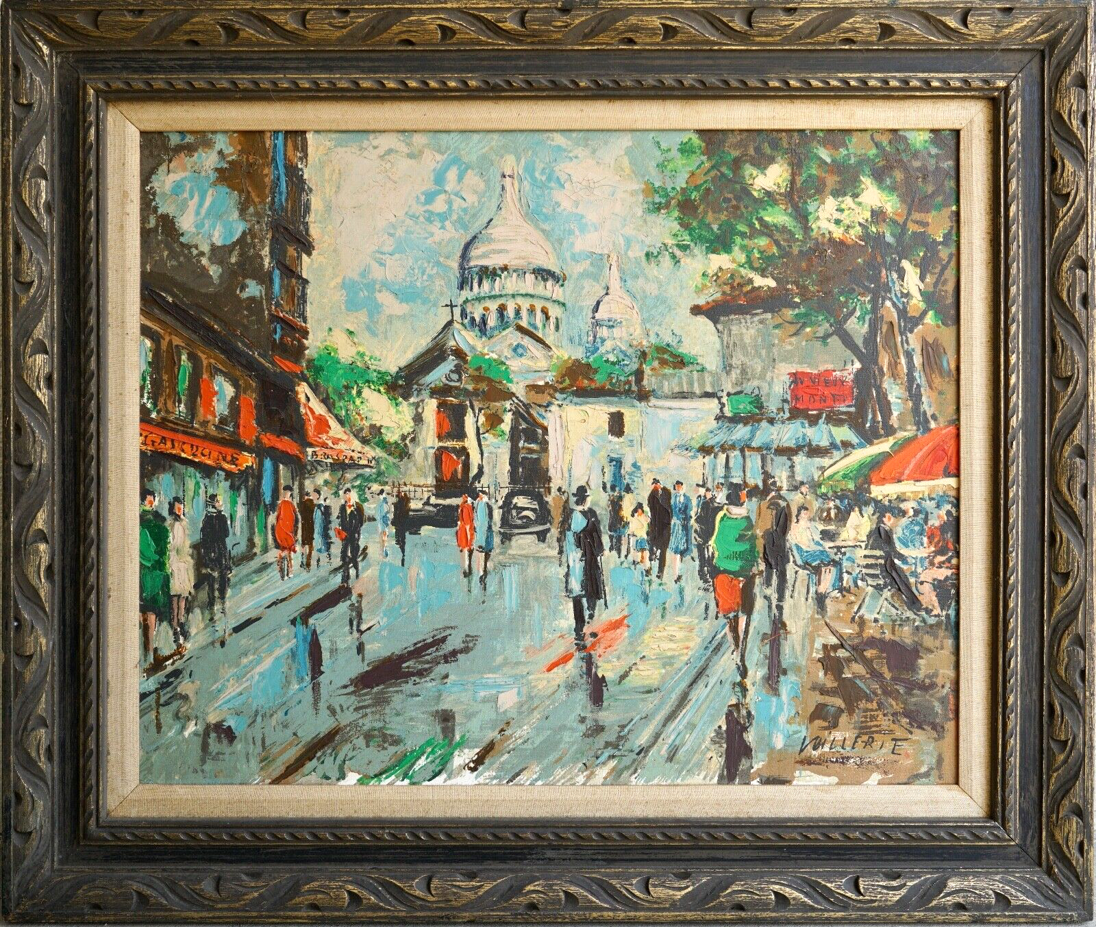 Vintage 1950's Abstract "Place Du Tertre" Post-Impressionism Oil Painting
