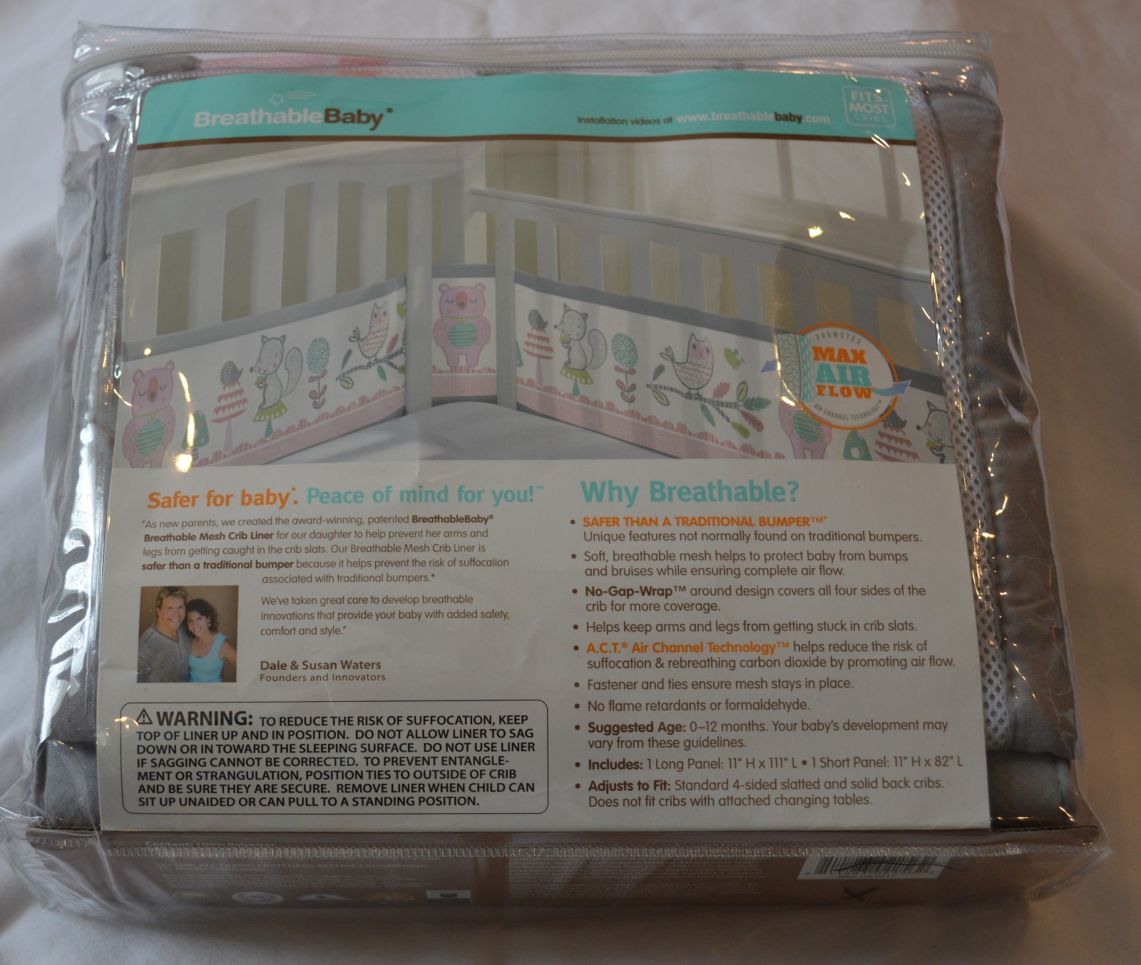 Breathable Baby Mesh Crib Liner Starlight White Gray Forest Fun Pink Girls