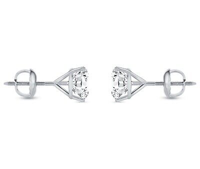 Pre-owned Shine Brite With A Diamond 2.50 Ct Round Cut Earrings Studs Solid Real 14k White Gold Screw Back Martini In White/colorless